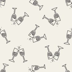 cheers doodle seamless pattern background