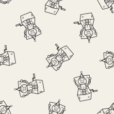clown box doodle seamless pattern background