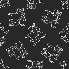 cow doodle seamless pattern background