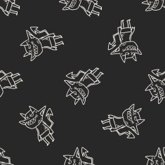 devil doodle seamless pattern background N2