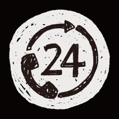 24 hours customer service doodle drawing N17