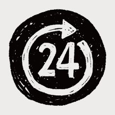 24 hours customer service doodle drawing N19