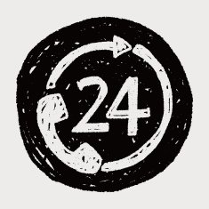 24 hours customer service doodle drawing N20