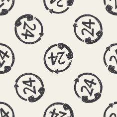 24 hours customer service doodle drawing seamless pattern background N2