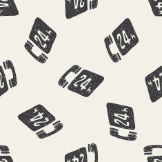 24 hours customer service doodle drawing seamless pattern background N3