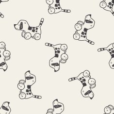 dog toy doodle seamless pattern background