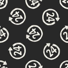 24 hours customer service doodle drawing seamless pattern background N4