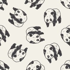 panda doodle seamless pattern background N3