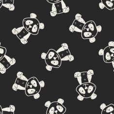 panda doodle seamless pattern background N4