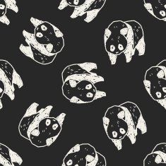 panda doodle seamless pattern background N5