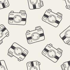 doodle camera seamless pattern background N3