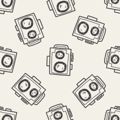 doodle camera seamless pattern background N4