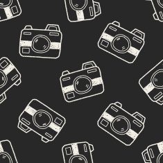 doodle camera seamless pattern background N5
