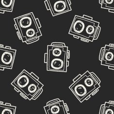 doodle camera seamless pattern background N6