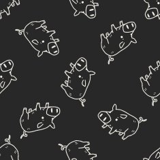 pig doodle seamless pattern background N2