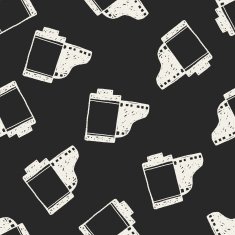 Doodle Film seamless pattern background N8