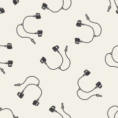 Doodle Headphone seamless pattern background N2