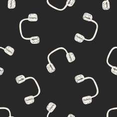 Doodle Headphone seamless pattern background N3