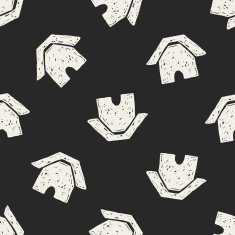 Doodle Home seamless pattern background N2