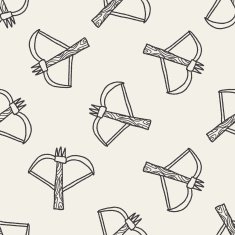 arrow and bow doodle seamless pattern background N2