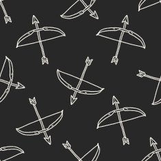 arrow and bow doodle seamless pattern background N3