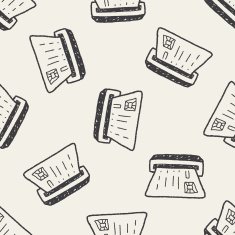 ATM doodle drawing seamless pattern background