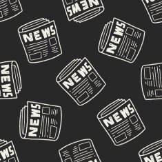Doodle News paper seamless pattern background N2