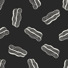 Bacon doodle seamless pattern background