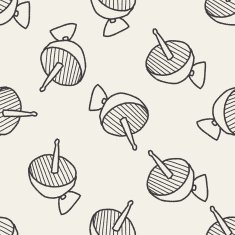 Doodle Satellites seamless pattern background N5
