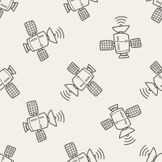Doodle Satellites seamless pattern background N6
