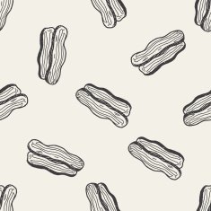 Bacon doodle seamless pattern background N2