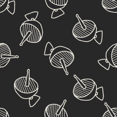 Doodle Satellites seamless pattern background N7
