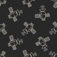 Doodle Satellites seamless pattern background N8