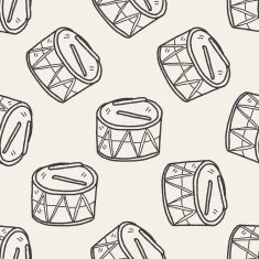 Doodle Toy Drum seamless pattern background