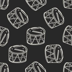 Doodle Toy Drum seamless pattern background N2