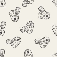 doodle video camera seamless pattern background