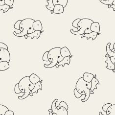 elephant doodle seamless pattern background