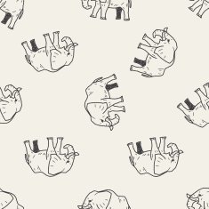 elephant doodle seamless pattern background N2