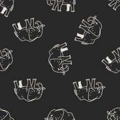 elephant doodle seamless pattern background N4