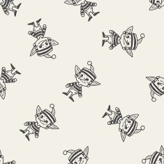 elf doodle seamless pattern background N4