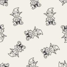 elf doodle seamless pattern background N5