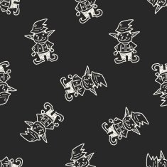 elf doodle seamless pattern background N10
