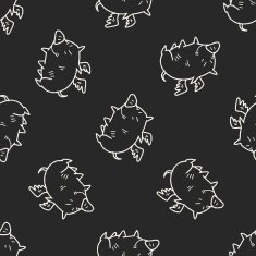 flying pig doodle seamless pattern background