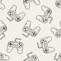 game controller doodle seamless pattern background