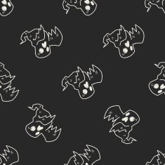 ghost doodle seamless pattern background N2