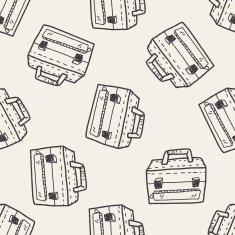 Briefcase doodle seamless pattern background N3