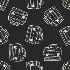 Briefcase doodle seamless pattern background N4