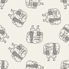 giant ogre doodle seamless pattern background