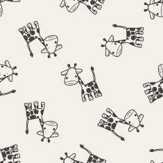 giraffe doodle seamless pattern background
