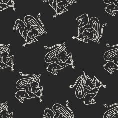 griffin doodle seamless pattern background N2
